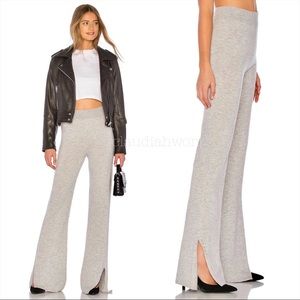 JOIE Makhi 100% Wool Split Hem Sweater Knit Pants in Heather Grey